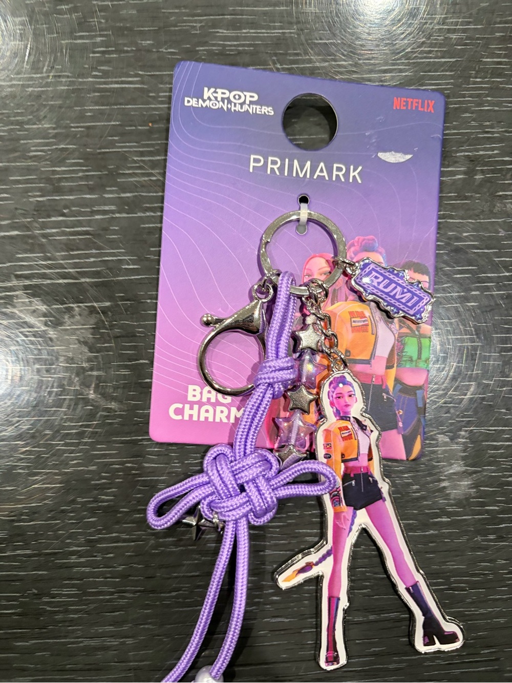 Primark Purple K-Pop Demon Hunters Character bag charm Rumi